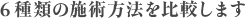 6種類の施術方法を比較します