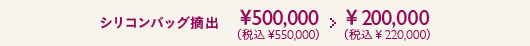 シリコンバッグ摘出 ¥500,000（税込¥550,000） > ¥200,000（税込¥220,000）