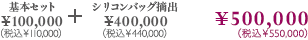 基本セット¥100,000(税込¥110,000) + ¥400,000(税込¥440,000) = ¥500,000(税込¥550,000)